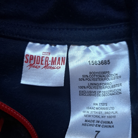 Miles Morales  Authentic Boys Size 7 Spider-Man Zip-Up Hoodie and Pants Set - Picture 4 of 7